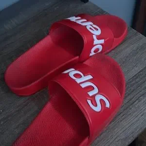 Supreme | Shoes | White And Red Supreme Slides Perfect  display picture 2